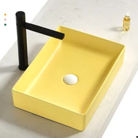 nordic style yellow square above counter basin toilet art washbasin ceramic wash basin bathroom sinks single bowl without faucet