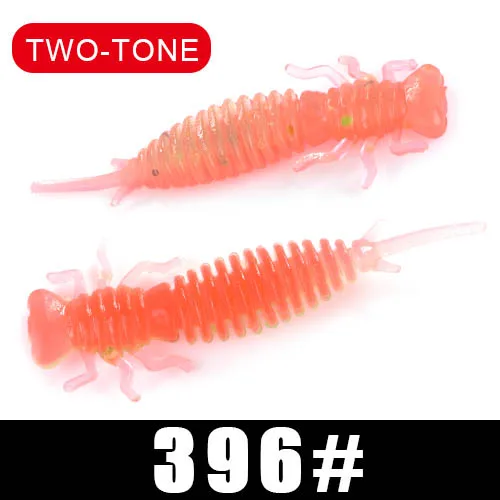FISH KING Larva мягкие приманки 50 мм 76 мм 89 мм Искусственные приманки рыболовный червь силиконовые Гольян бас Щука Swimbait джигггинг пластиковые приманки - Цвет: 396