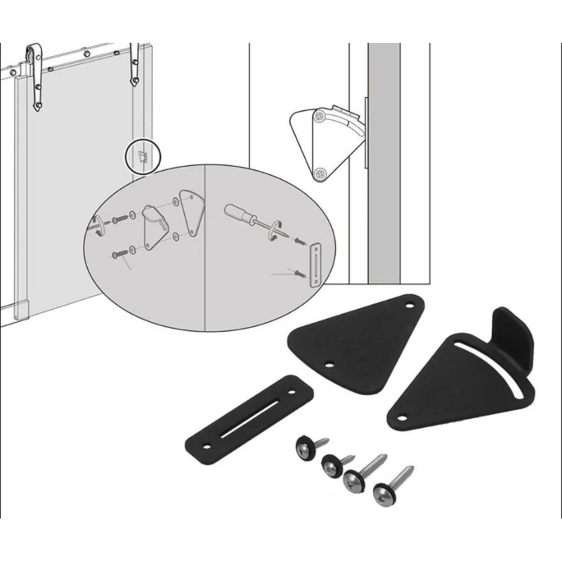 Замок-защелка для раздвижных дверей сарая черный комплект из нержавеющей стали