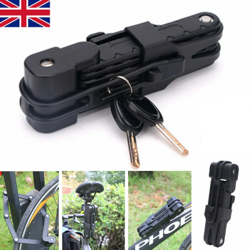 

Universal Folding Lock Steel Bike Lock Cable Lock Anti-Theft Riding Tool for MTB Road Bike (Black)