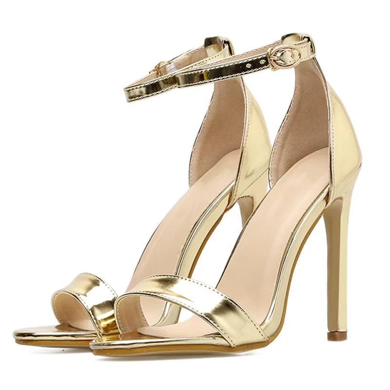 Туфли-лодочки женские на высоком каблуке 12 см золотистые/серебристые 2021 | Обувь