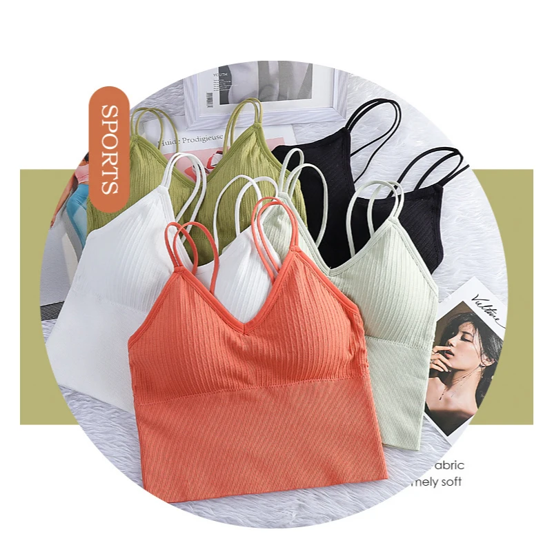 

Womens Summer Clothes Camis Tanks Tops Sleeveless Cotton Bustier Unpadded Bandeau Bra Vest Crop Top Seamless Sport Tees Shirt