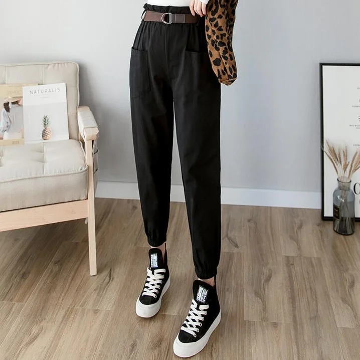 Брюки-карандаш женские однотонные с высокой талией на весну и лето 2020 | Женская