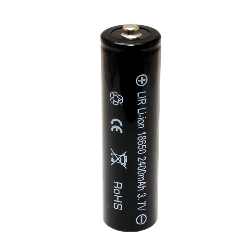 LIR Li-ion 18650 A Rechargeable Battery 3.7V 2400mAh Lithium for Flashlight 2-4pcs Pointed Black | Электроника