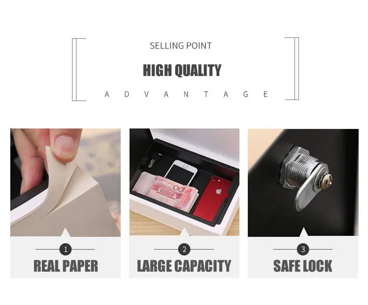 Livro Estilo Hidden Safe Box Senha Simulação Fechadura com Chave Combinada Caixa Secreta Casa Carro Dinheiro Jóias Cofres Telefônicos Viagem 8 Fechadura com Chave Combinada, Caixa Secreta, Casa,