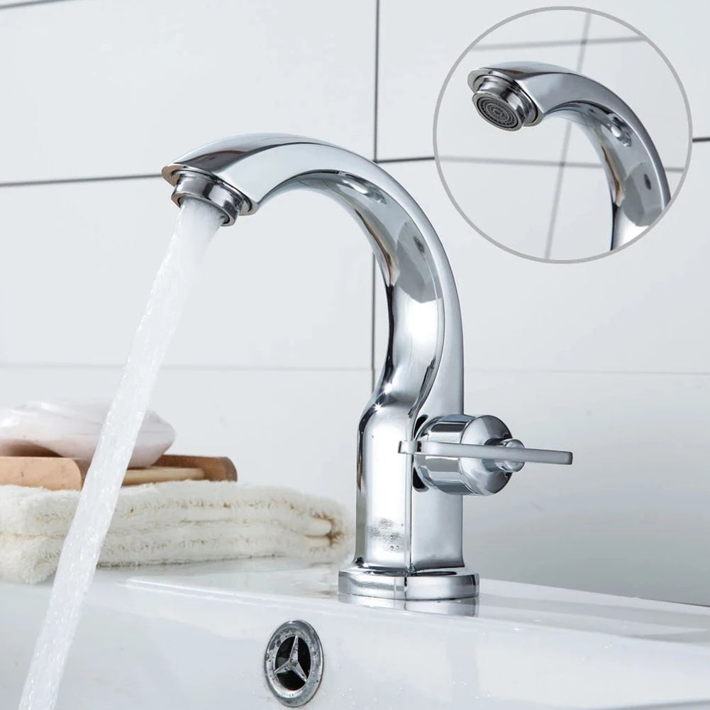 

Bathroom Faucet Basin Sink Water Tap Single Lever Faucets Zinc Alloy Silver Deck Mounted Single Cold Taps Wholesale