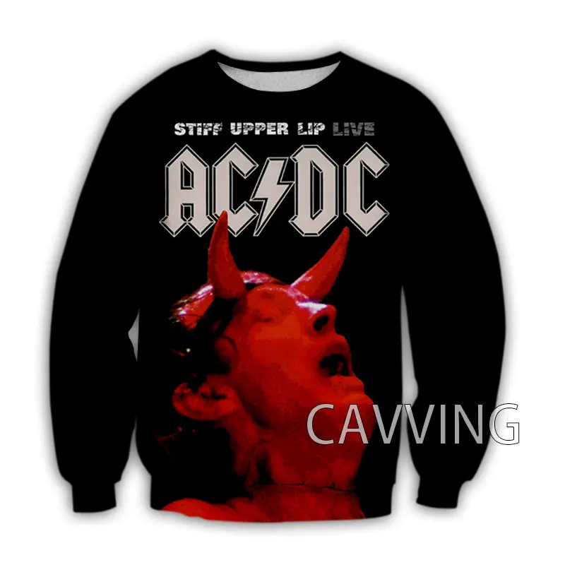 Свитшот для мужчин и женщин Модный свитшот с 3D-принтом рок-группы AC DC круглым