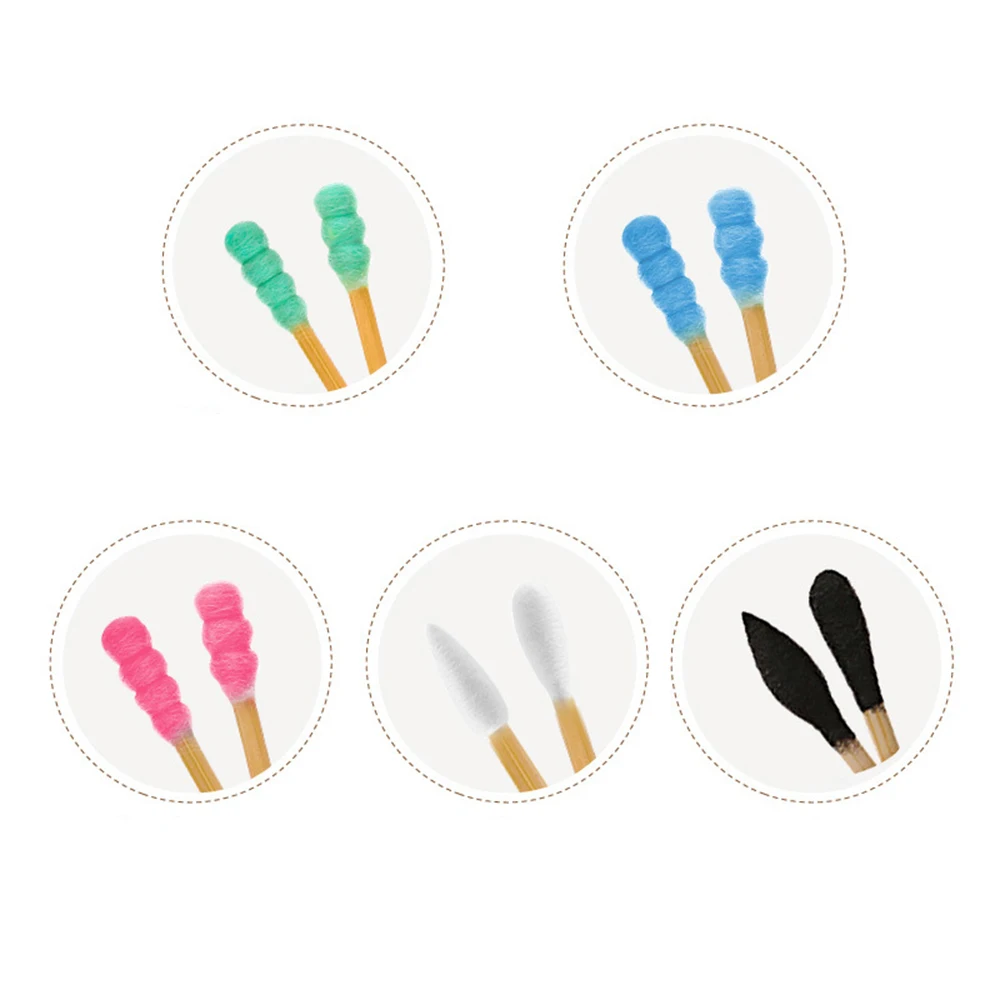 

New 200pcs/box Swab Cotton Bamboo Swabs Sticks Soft Clean Ears Tools Double-headed with Swab Case
