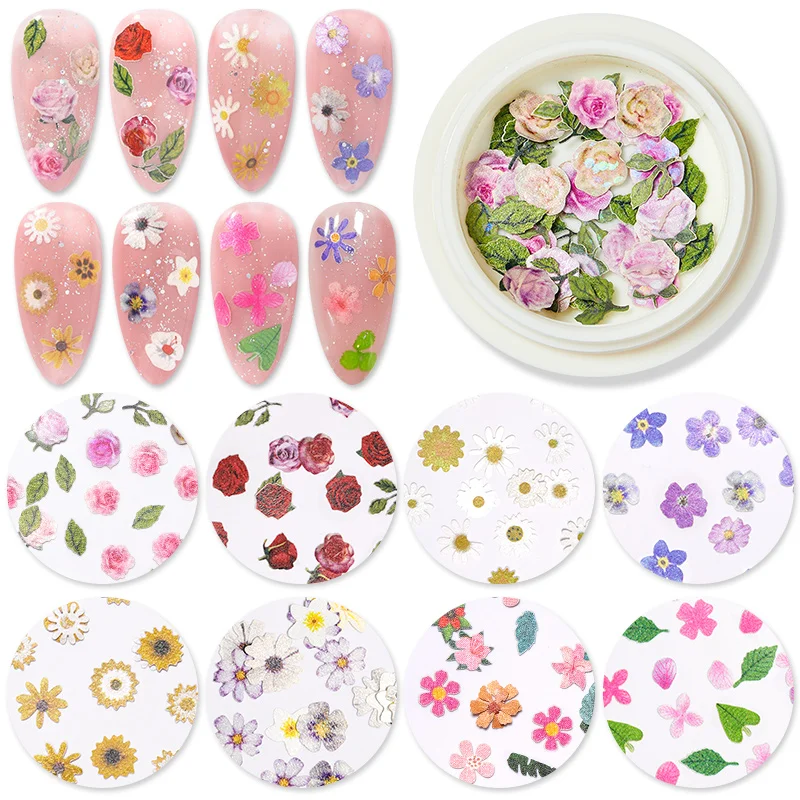 1 коробка для дизайна ногтей смешанные цвета Маленькие розы маргаритки ультра