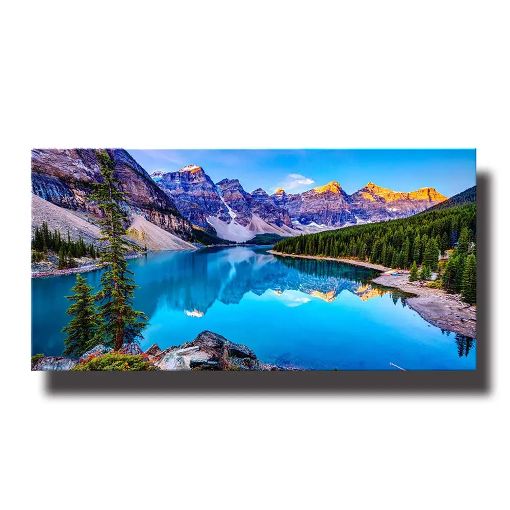 Moraine Lake HD Печать горы река лес пейзаж современные стены постер Холст Искусство