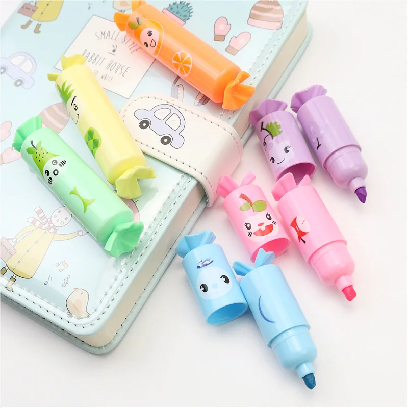 Cute candy highlighter marker set Student diary log painting learning focus Line drawing Stationery prize | Канцтовары для офиса и
