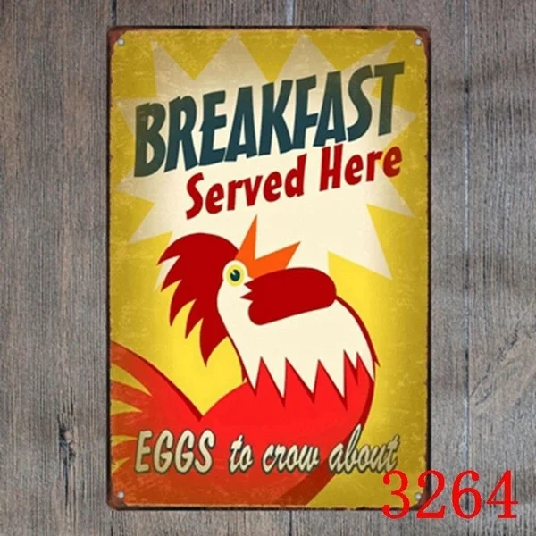 

Metal Tin Sign Breakfast Served Here Decor Bar Pub Home Vintage Retro Poster