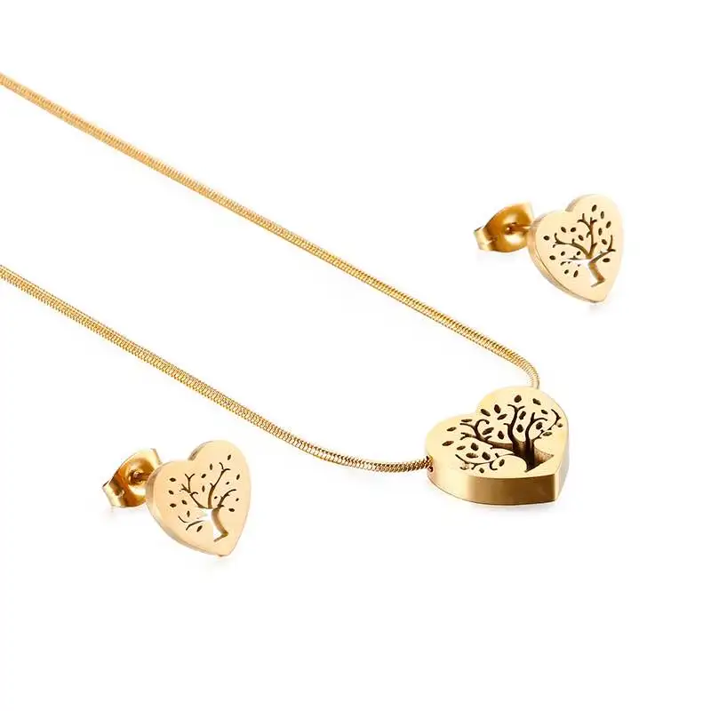 Комплект сережек для женщин из нержавеющей стали с подвеской в виде дерева жизни