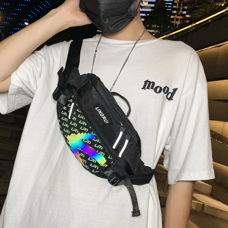Men's Mobile Phone Multi-function Waist Bag Reflective Single Shoulder Bag Sports Leisure Cross Chest Bag 2021