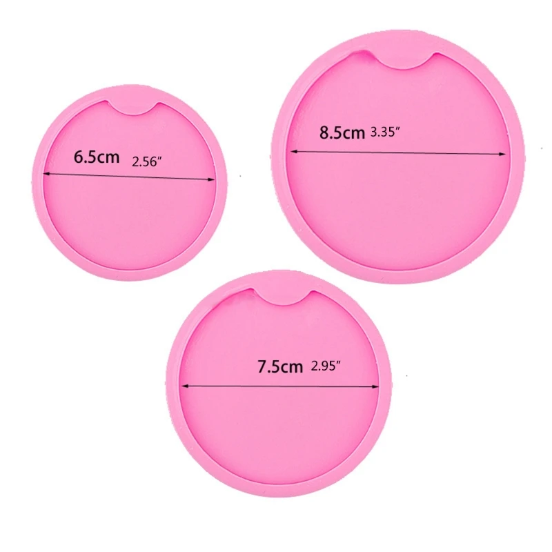 

3 Pcs DIY Crafts Round Coaster Epoxy Resin Mold Cup Mat Casting Silicone Mould G2AF