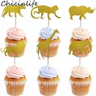 Chicinlife топперы для капкейков с животными леопардом обезьяной львом детское украшение на день рождения вечеринку сафари джунгли товары для вечеринок