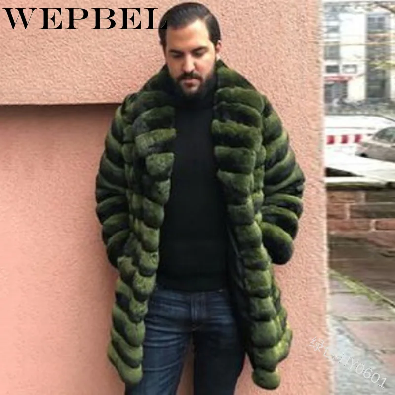 

WEPBEL Men Autumn Winter Warm Long Plush Outerwear Cardigan Coat Male Casual Fashion Thick Lapel Single Breasted Jackets