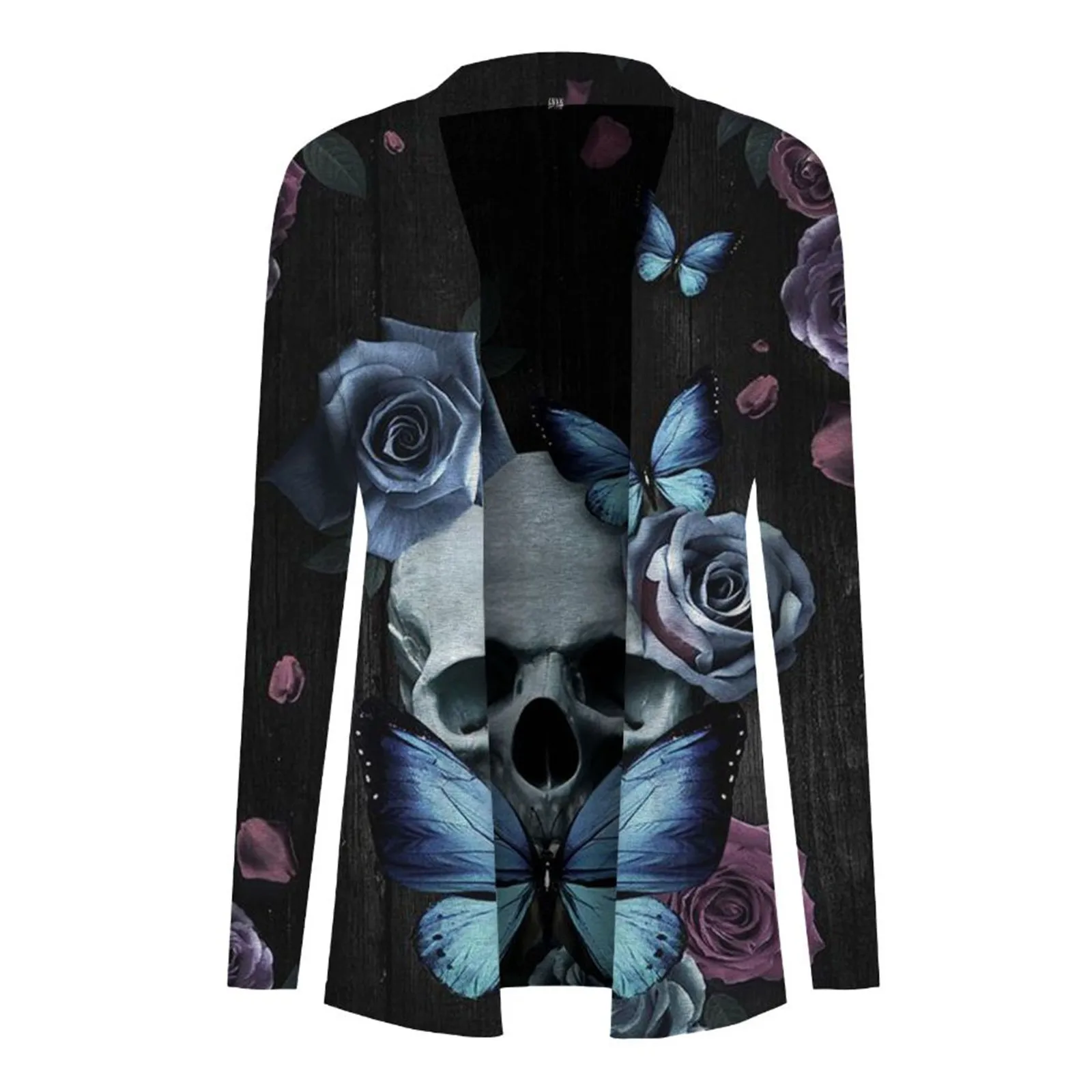 Кардиган женский с принтом черепа на осень и зиму |