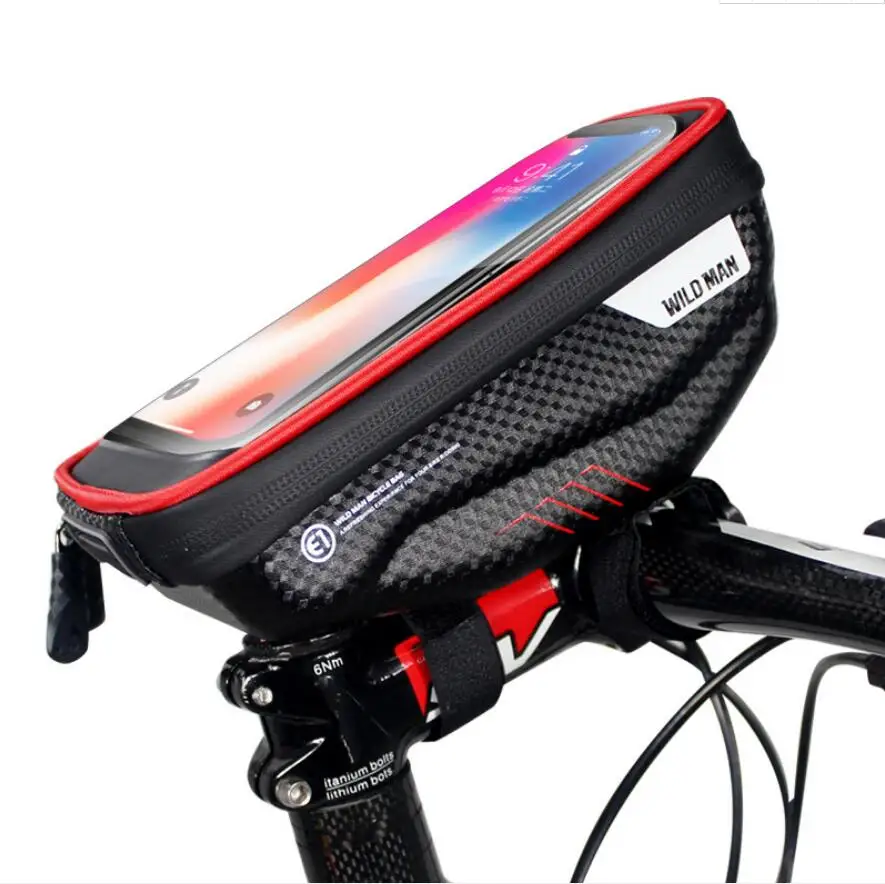 

WILD MAN Bike Phone Bag Rainproof Bicycle Front Bag 4.7-6.5inch Touchscreen Phone Case MTB Bike Top Tube Bag Cycling pack