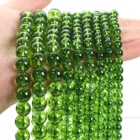 Бусины из натурального камня зеленого перидота, круглые бусины из оливкового кварца, свободные бусины-разделители, бриллиантовые браслеты 4681012 мм