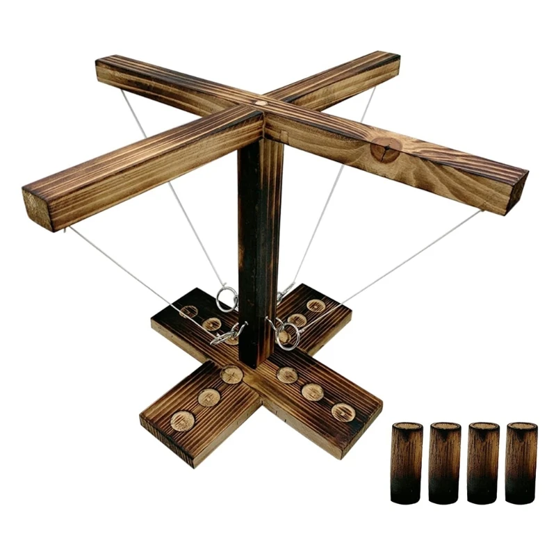 

Wooden Ring Toss Desktop Hooks Board Game Toy For Kids Adult Interactive Game 900D