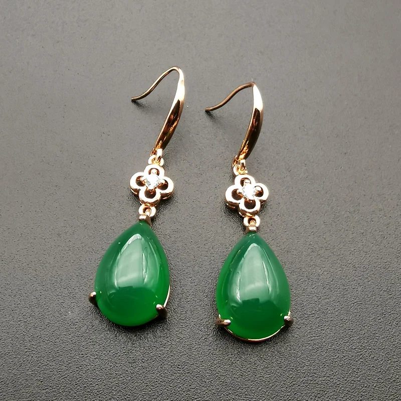 Женские винтажные длинные серьги Jadery из розового золота 925 пробы с зеленым