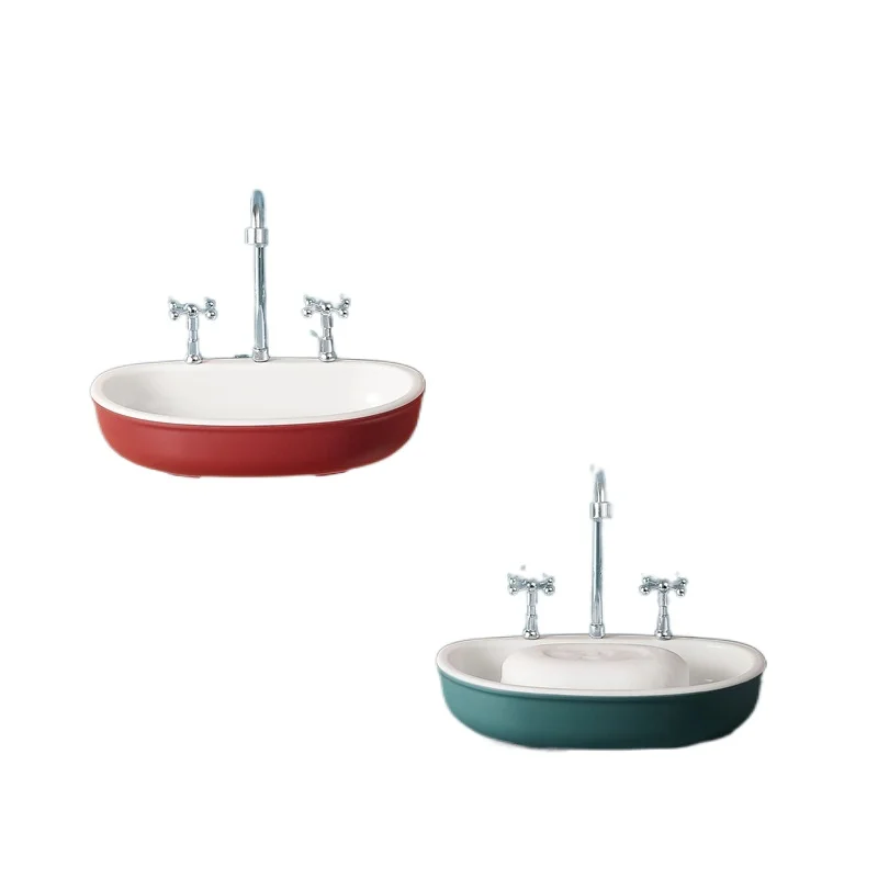 

Creative Model Soap Rack Wall Mounted Double Layer Holder Sponge Dish Bathroom Accessories Dishes Self Adhesive