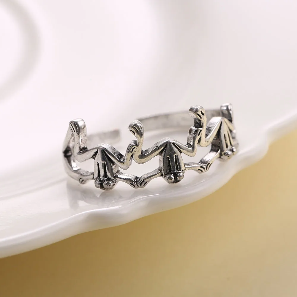 Новинка корейская мода необычное креативное Открытое кольцо в форме лягушки для