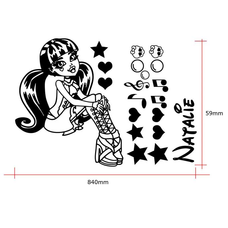 Персонализированные/под заказ виниловые настенные наклейки монстр Хай