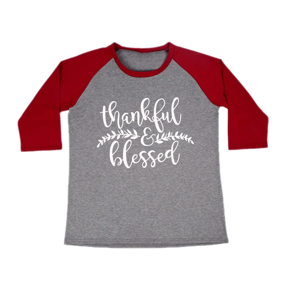 

T Shirt Women T-Shirt 3/4 Sleeve Fit Top Tees Autumn Print Casual Camiseta Mujer