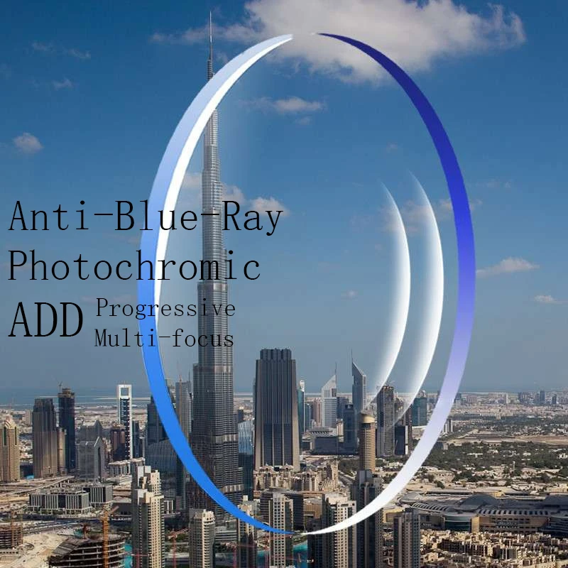 

Пара прогрессивных фотохромных оптических линз с мультифокусом и защитой от синего света для близорукости при пресбиопии Индекс 1,56 1,61 1,67