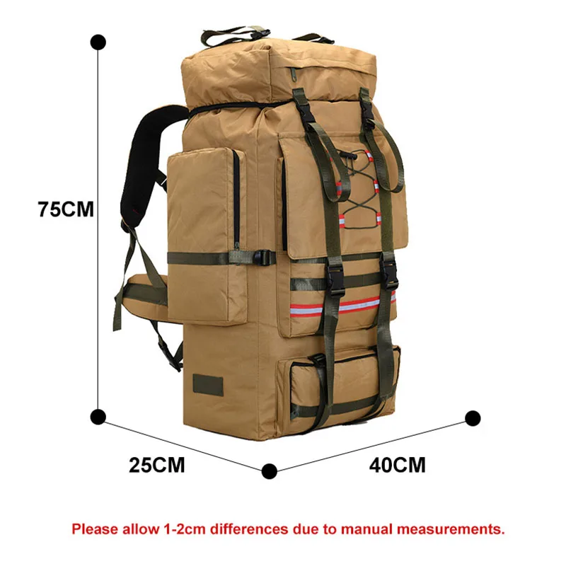 Outdoor 130L Large Capacity Travel Bags Men Oxford Military Camping Hiking Backpack Waterproof Climbing Tactical Rucksack XA767F