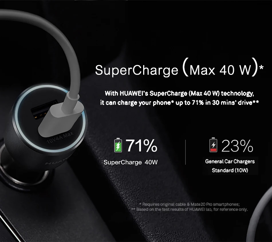 Автомобильное зарядное устройство HUAWEI 2 Supercharge CP37 быстрый адаптер 5A USB C кабель 40 Вт макс 10 в 4A двойной USB Honor 20 V10 P30 Pro P10 P20
