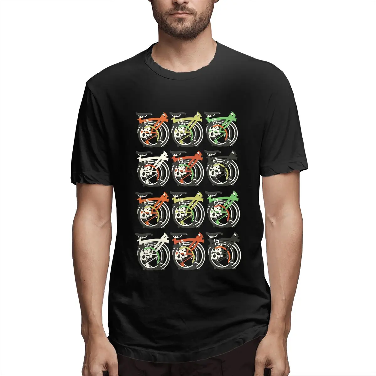 

Folded Bicycle Men Funny Tees Short Sleeve Crew T-Shirt Pure Cotton Original Clothes