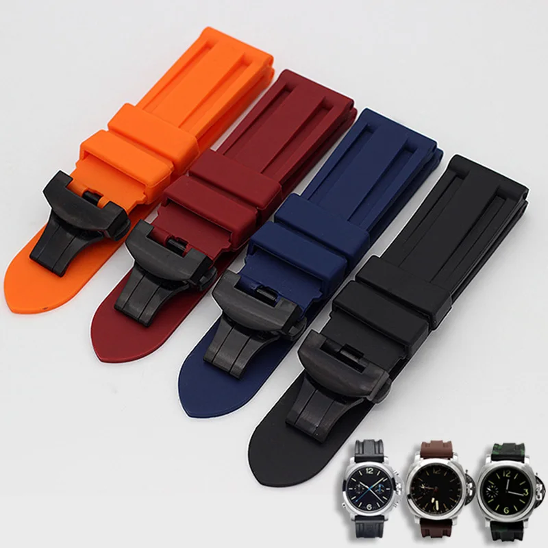 

Watch Band For Panerai PAM 111 441 TPU Rubber Silicone 22 24mm Watch Strap Watch Accessories Folding Clasp Watch Bracelet Chain