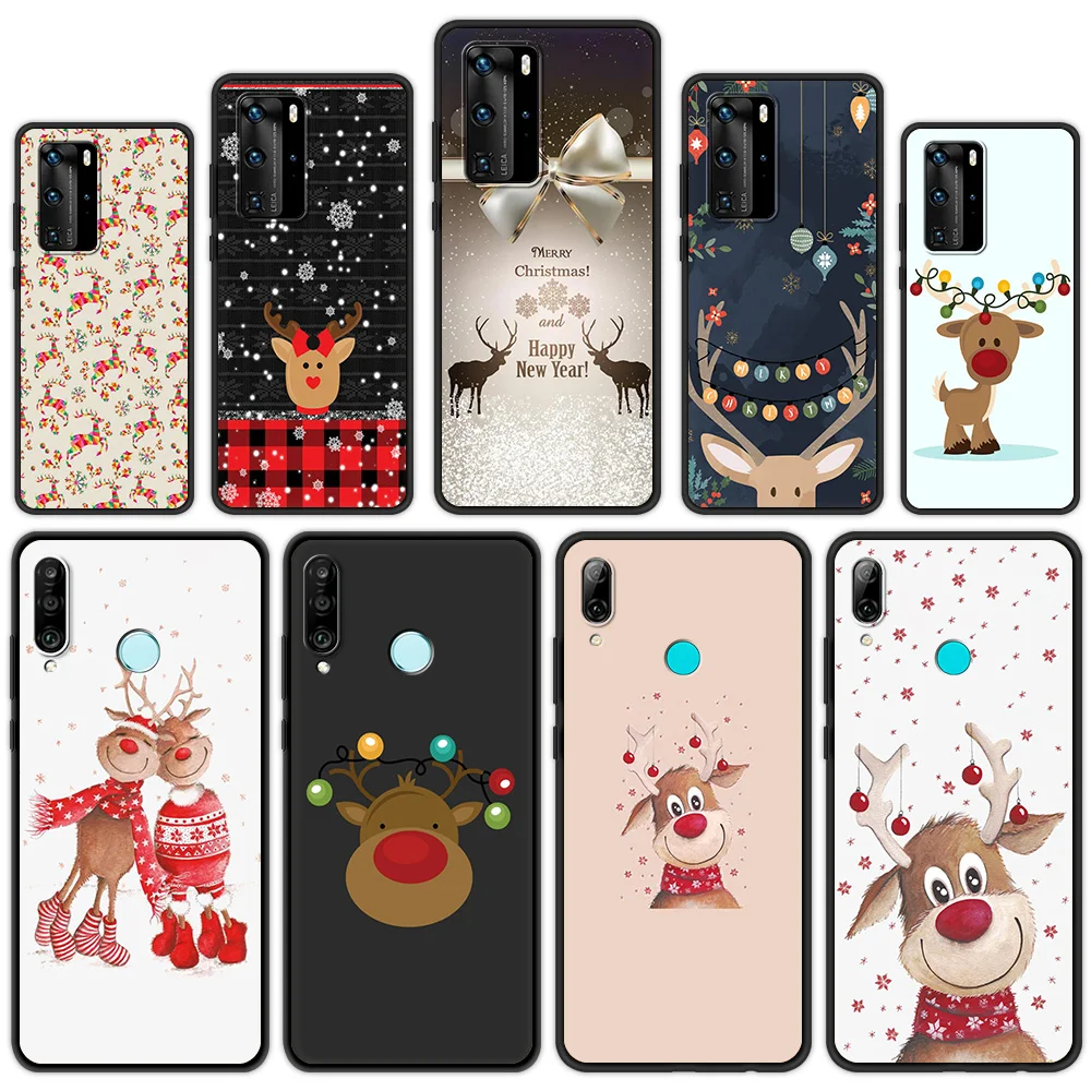 

Christmas New Year Gifts Elk Snow Silicon Fundas Cover For Huawei P30 Pro P Smart Z Y6 Y7 2019 P40 Lite E Phone Case Soft Shell