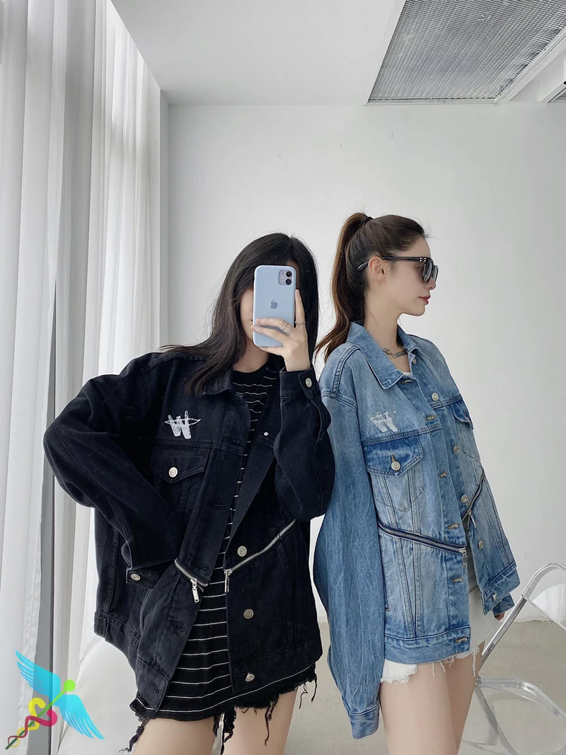 

WELLDONE Jackets Men Women Denim Jacket Casual Coat High Quality We11done Fashion Turn-down Collar Streetwear Korean Jackets