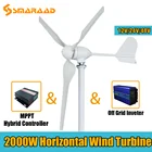 Китайская Фабрика низкая скорость ветра старт 2000 Вт горизонтальный ветрогенератор 12V 24V 48V ветряная мельница с MPPT контроллером зарядного устройства