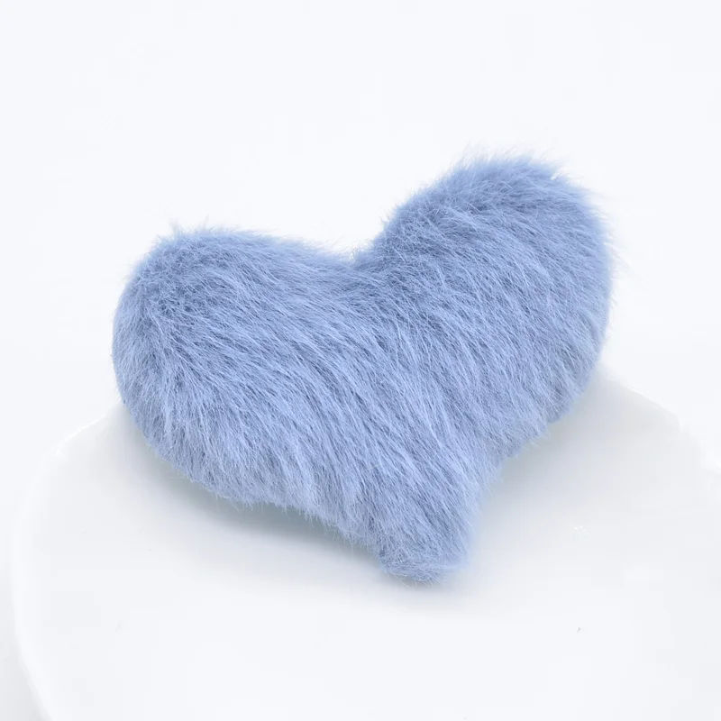 Blue 12 шт./лот 55*40 мм Мягкие плюшевые норковые волосы аппликация в виде сердца для DIY одежды шляпки обуви швейные принадлежности патчи заколки для волос бант Декор L57 - Цвет: Blue