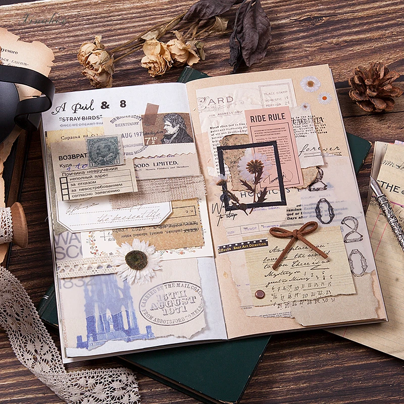 60pcs/set Old Antique Pages Material Paper Junk Journal Planner Scrapbooking Vintage Decorative DIY Craft Background | Дом и сад