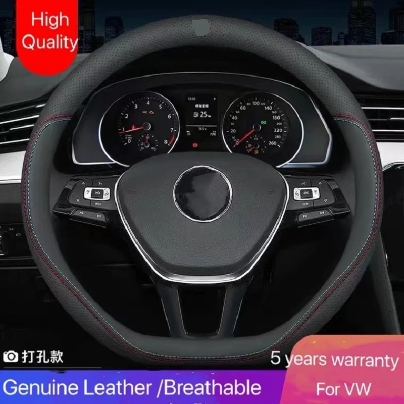 

Car Steering Wheel Cover Black Genuine Leather Suede For Volkswagen Golf 6 Mk6 VW Polo MK5 Golf 7 Mk7 New Polo Jetta Passat B8