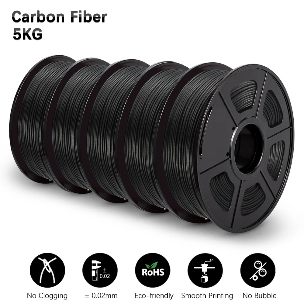 

New Filament PLA Carbon Fiber BLACK 3D Printer PETG PLA Marble WOOD Filament 1.75MM 5KG High-Modulus Material Refills DIY Gift