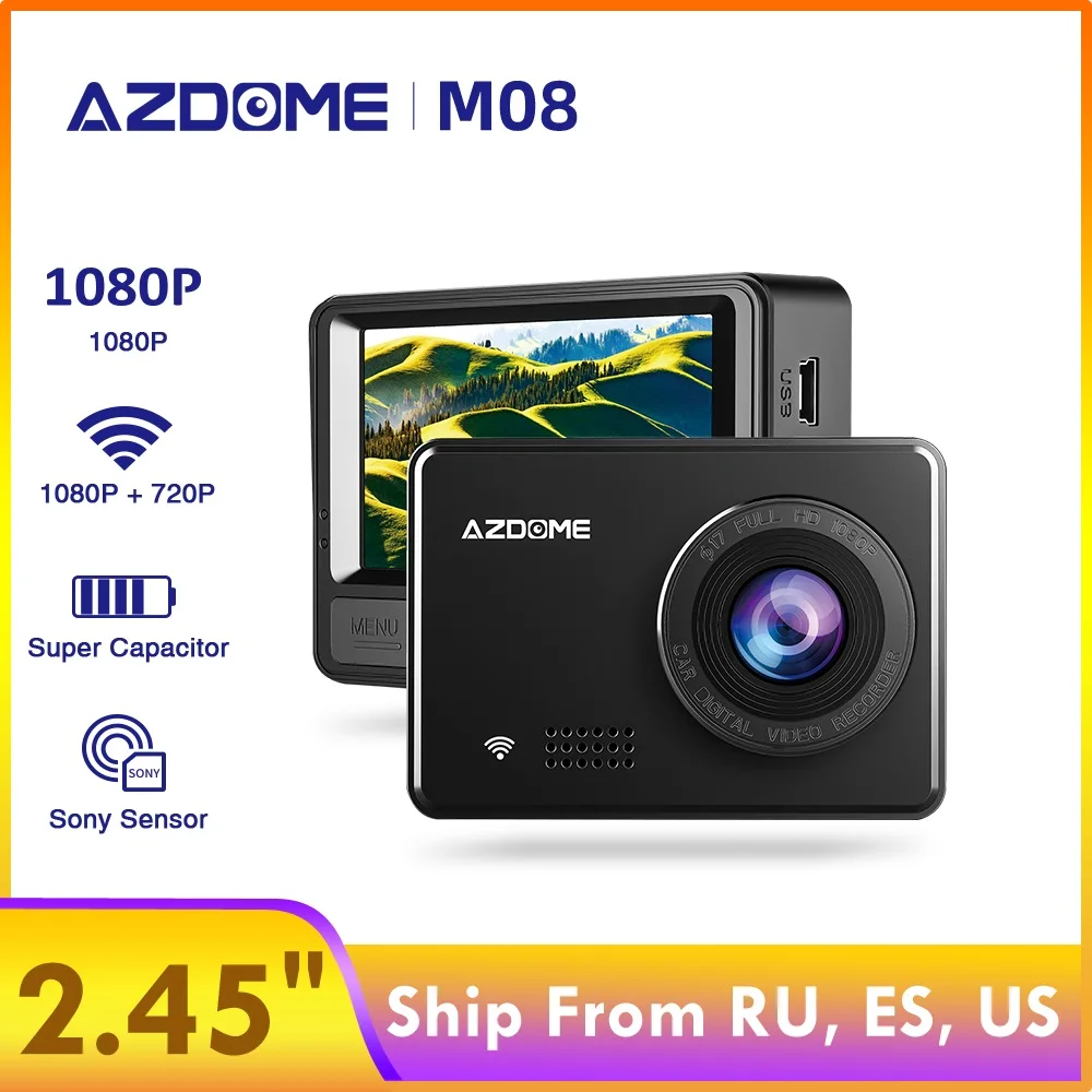 Azdome 2 45 &quotM08 IPS экран Автомобильный видеорегистратор 1080P супер ночного видения