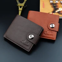 leather mens wallet mens short youth magnetic buckle horizontal fashion leisure litchi soft wallet korean wallet