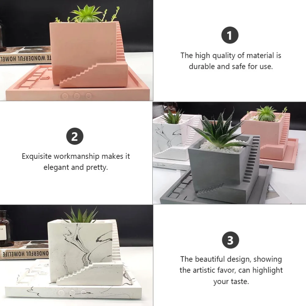 

1Pc Cement Flowerpot Nordic Style Plant Pot Desktop Flowerpot (Random Color)