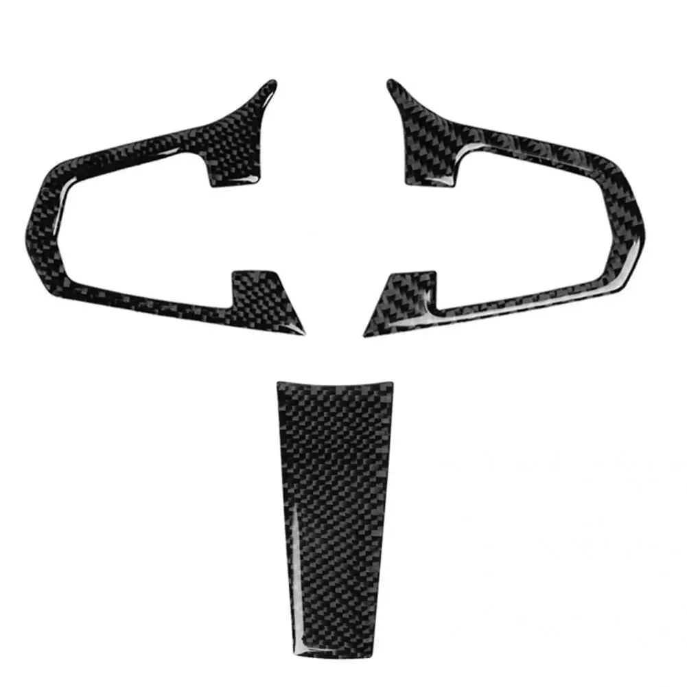 

Wear-resistant 3Pcs Simple Interior Steering Wheel Trim Carbon Fiber Wheel Frame Sticker Compact