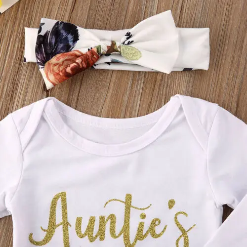 

Floral Infant Baby Girls Clothes Long Sleeve Romper Pants Cotton 4Pcs Outfits