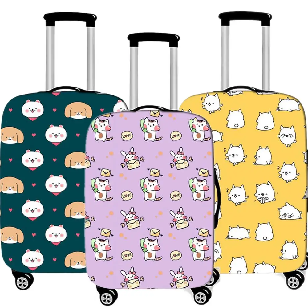 Kawaii Animal Women Luggage Case Protective Cover Waterproof Thicken Elastic Suitcase Case Apply 18-32 Inch Travel Accessories