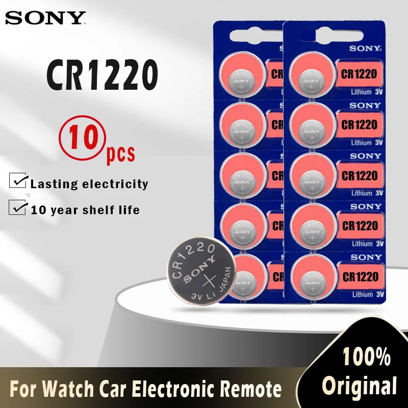 10 шт. Sony CR1220 100% оригинальный кнопочный аккумулятор cr 1220 ECR1220 GPCR1220 для часов