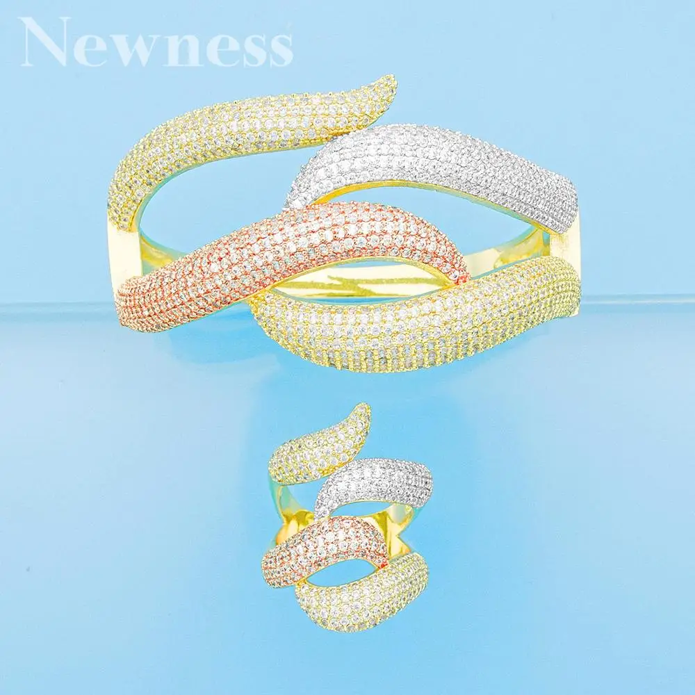 

Newness 2019, хит, амулеты, 2 шт, бамбуковые Ювелирные наборы, Дубай, кубический цирконий, браслет/кольцо для женщин, бренд, нигерийские Свадебные ю...